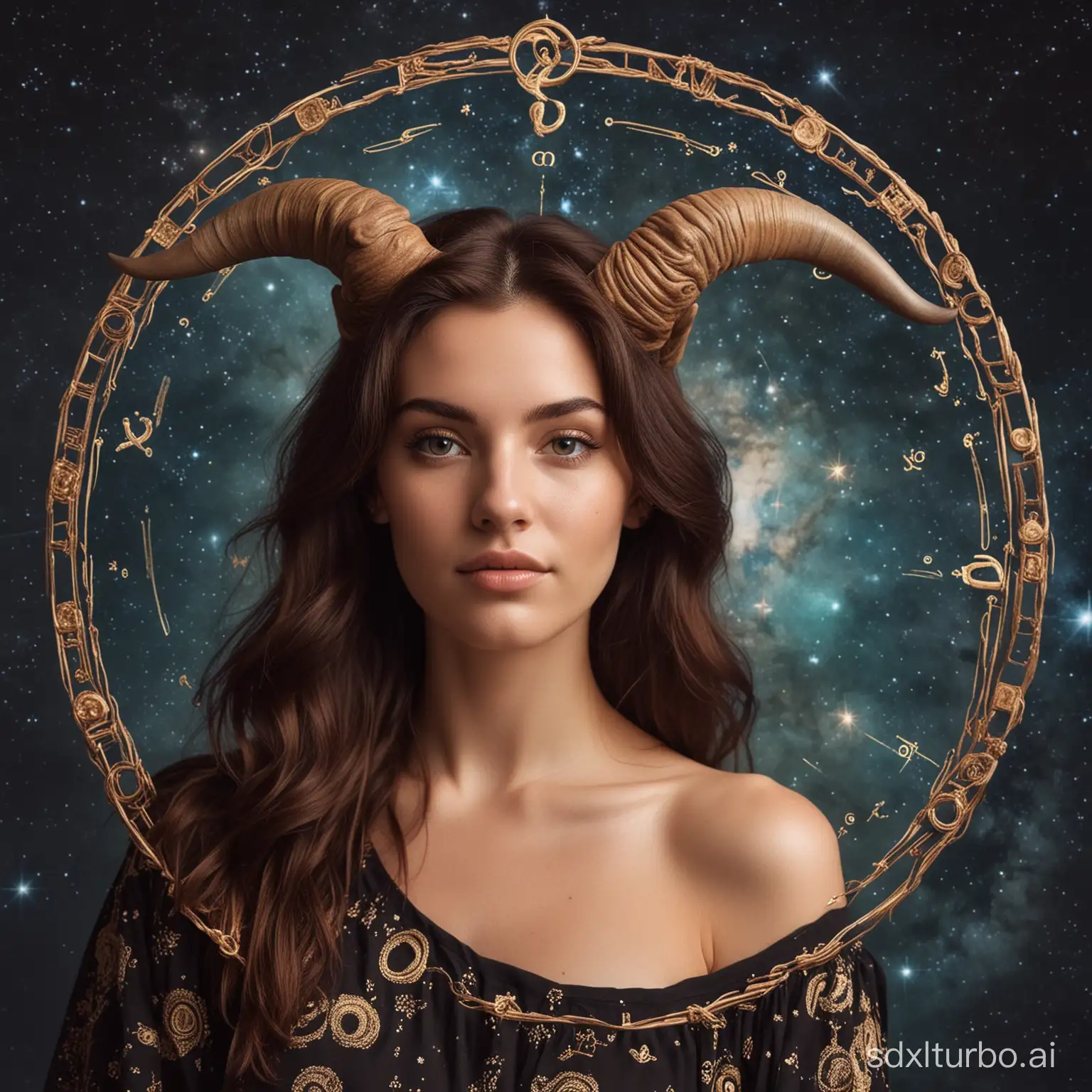 Take a photo of a woman who embodies the zodiac sign Taurus