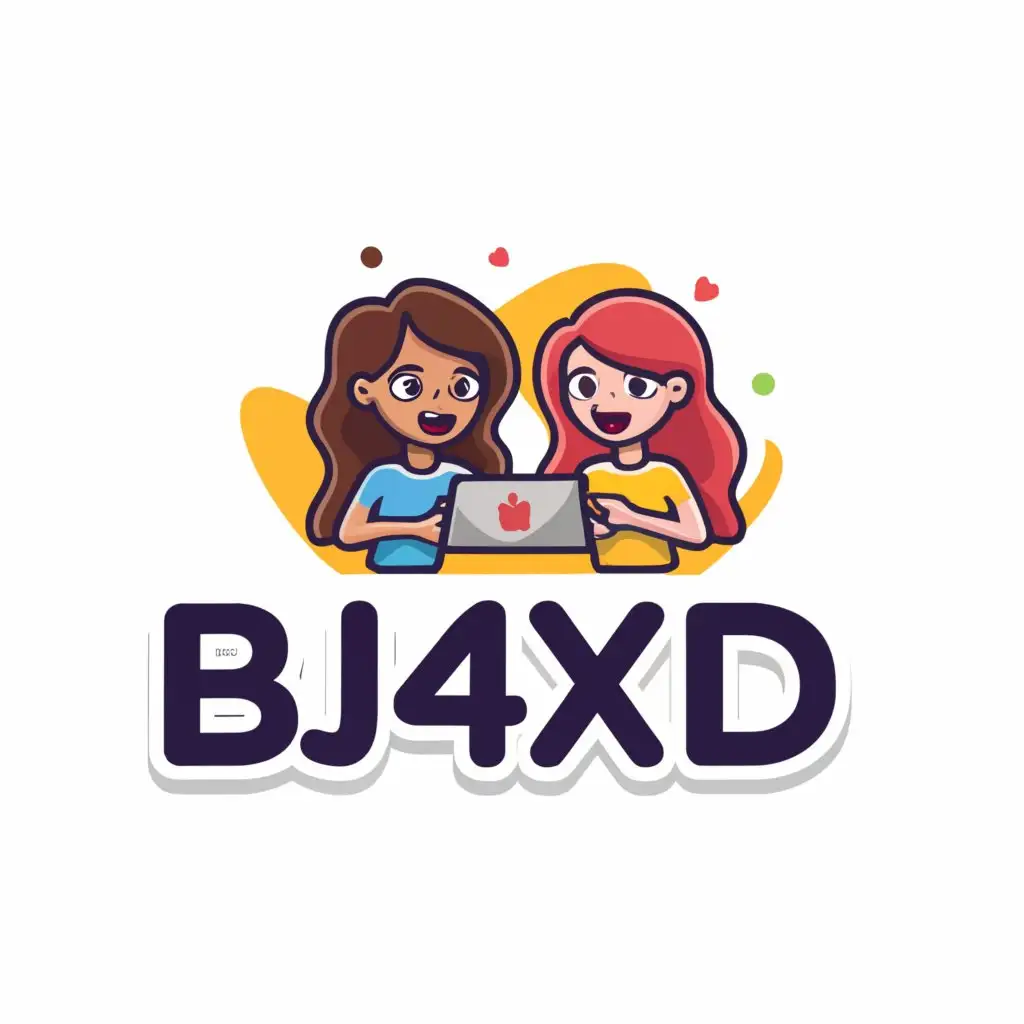 a logo design,with the text 'bj4xd', main symbol: Girls Chat Rooms, Moderate, clear background