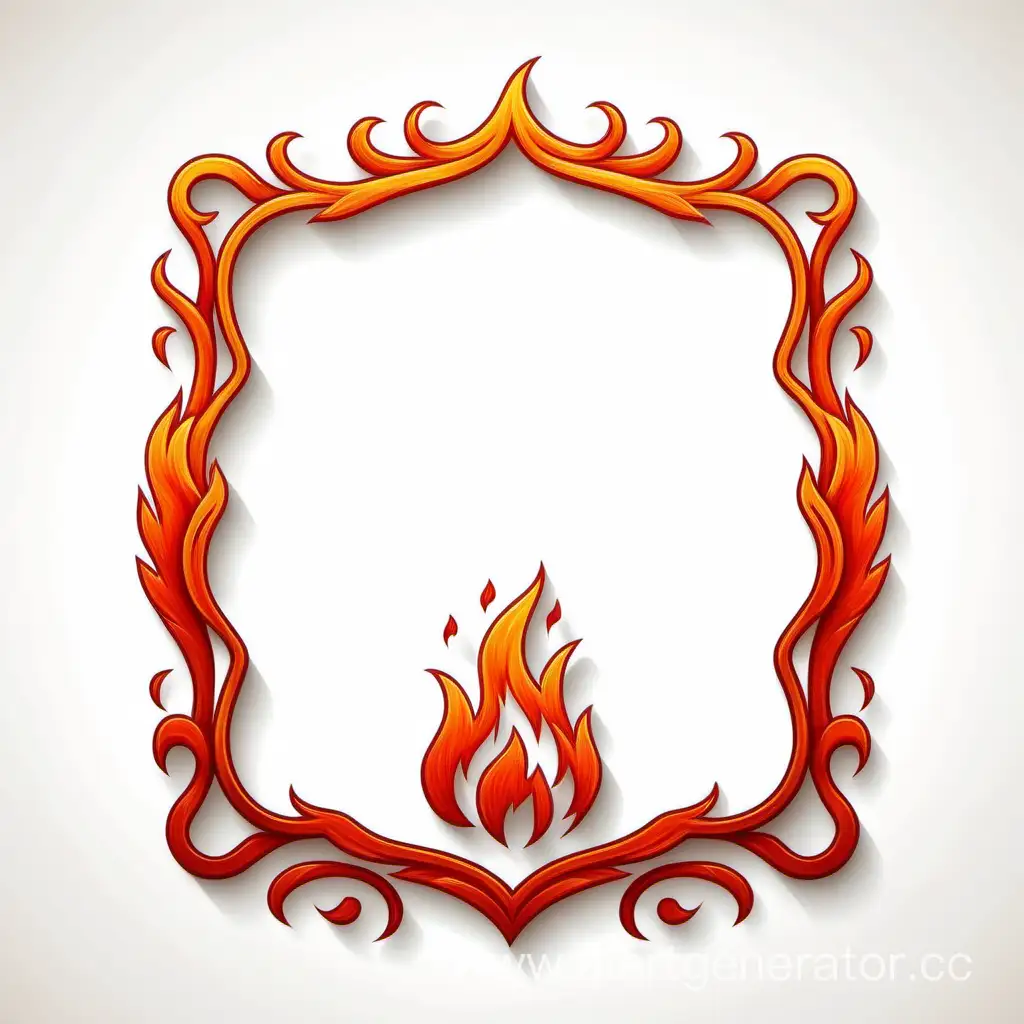 simple icon of a fire vintage frame, made of border fire. white background.