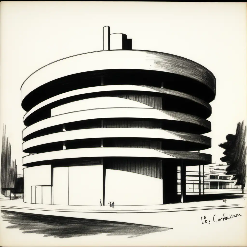 round building, le corbusier sketch