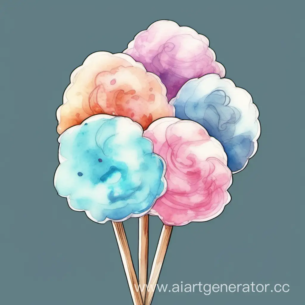 Vibrant-Watercolor-Illustration-of-Cotton-Candy-on-a-Stick