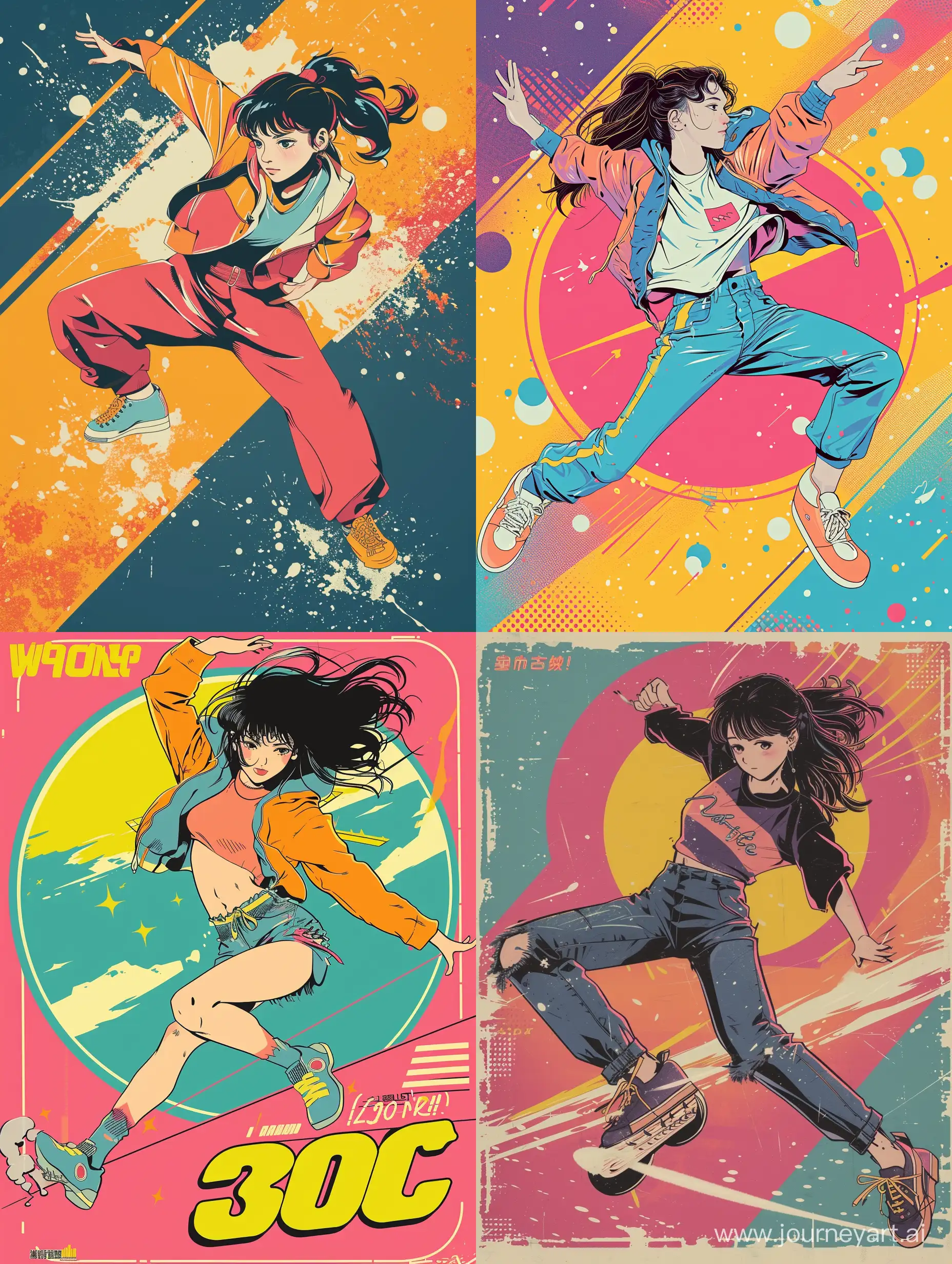 Dynamic-80s-Anime-Poster-Featuring-Girl-in-Action-Pose
