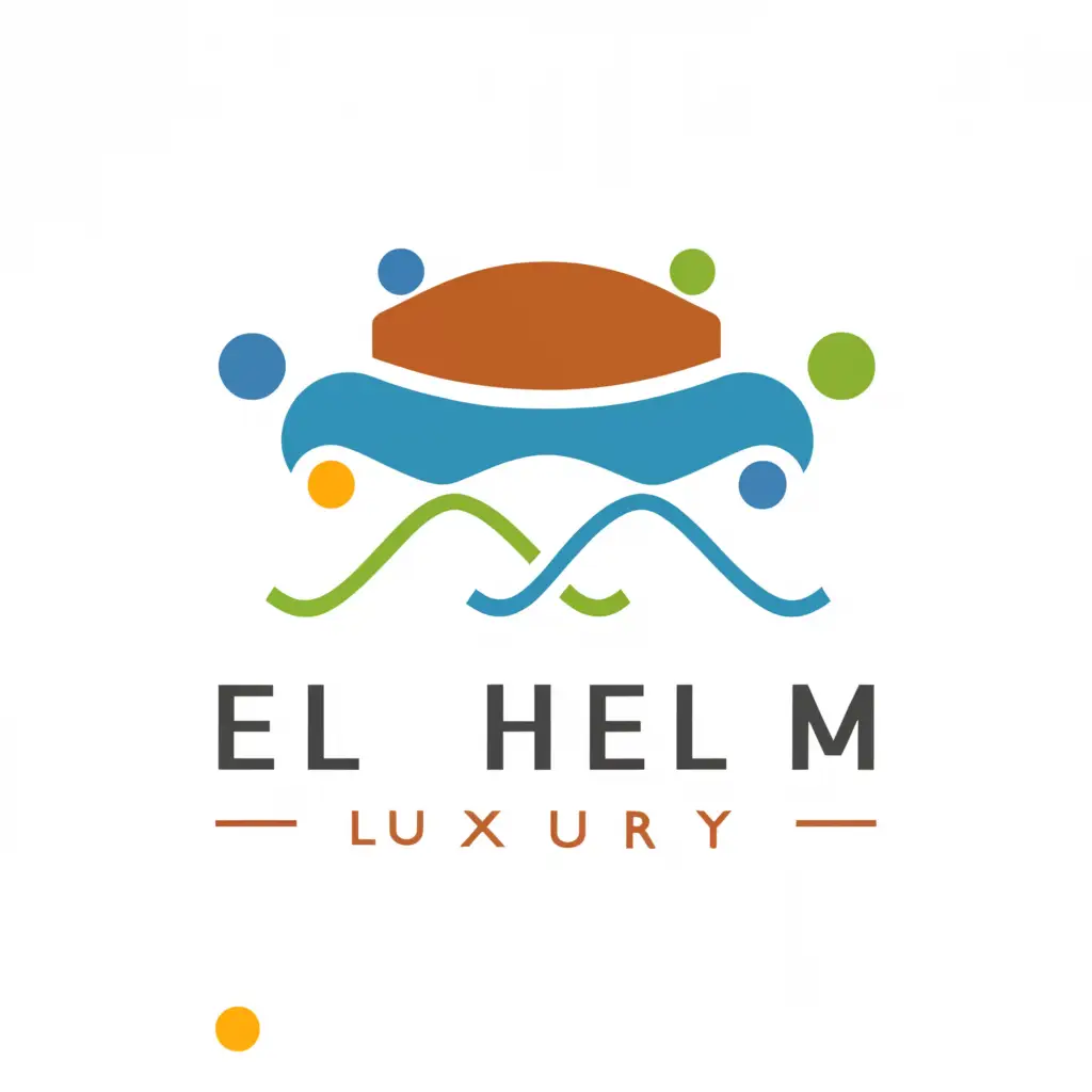 LOGO-Design-For-EL-Helm-Comfortable-Bed-Swimming-Pool-and-Circular-Dining-Table-Symbolizing-Luxury-and-Elegance
