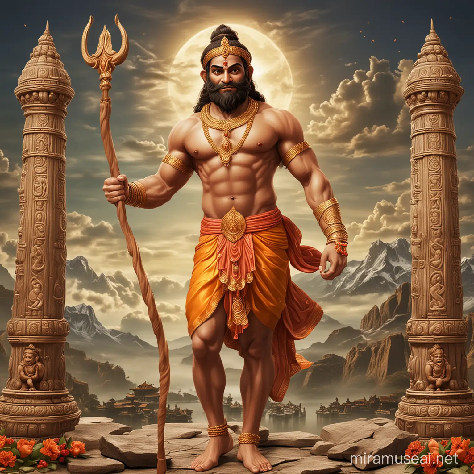 3D Rendering of Shri Ram and Hanuman in Majestic Pose