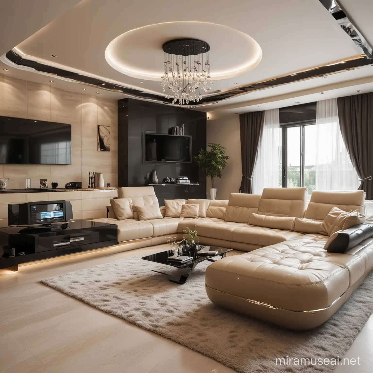 Futuristic Villa Interior with HighTech Features and Modern Furnishings