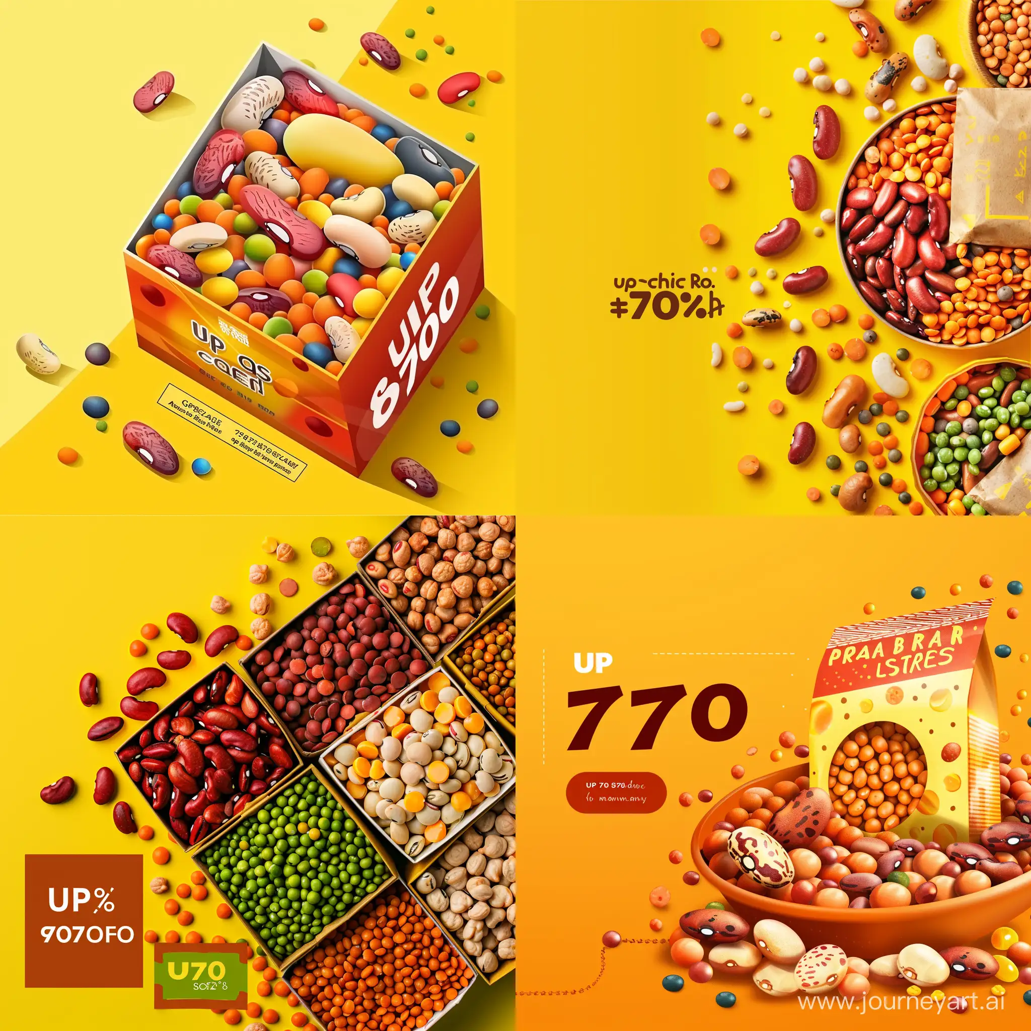 Discounted-Legumes-Packaging-Banner-Vibrant-Yellow-Background-with-Detailed-Beans-and-Lentils-Display