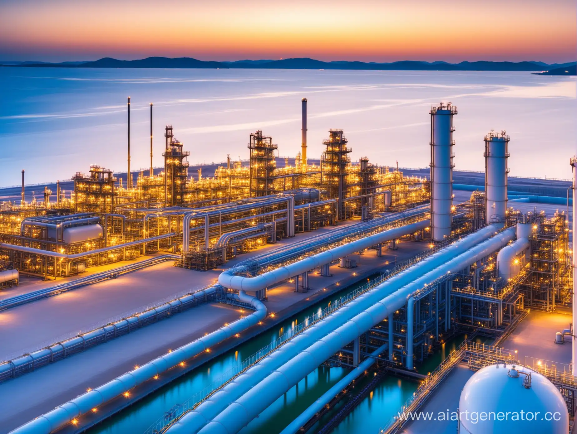Gas-Processing-Facility-with-Liquefied-Gas-Storage-and-Complex-Piping-Systems