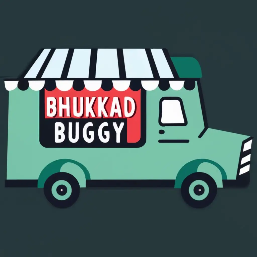 logo, a food truck , with the text "Bhukkad Buggy", typography