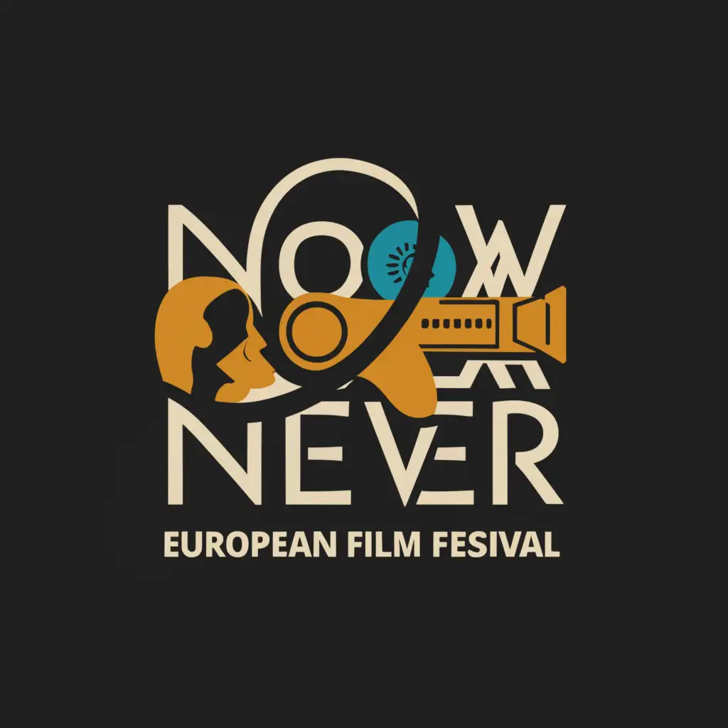 a logo design,with the text "Now or Never European Film Festival", main symbol:film festival,complex,be used in Entertainment industry,clear background