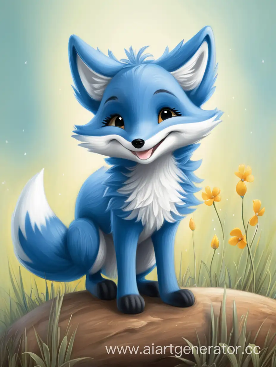 Маленькая синяя лисичка улыбается