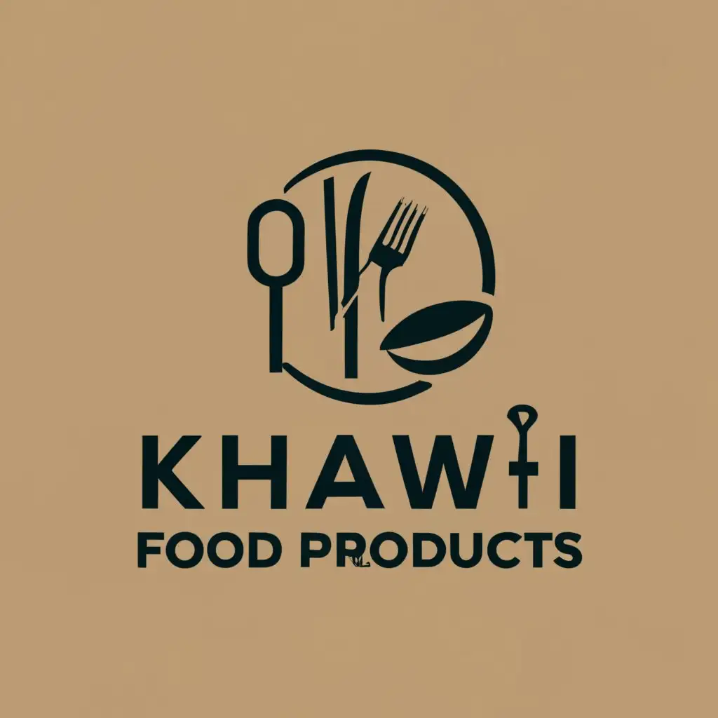 logo, Food related, with the text "KHAWI FOOD PRODUCTS ", typography, be used in Restaurant industry