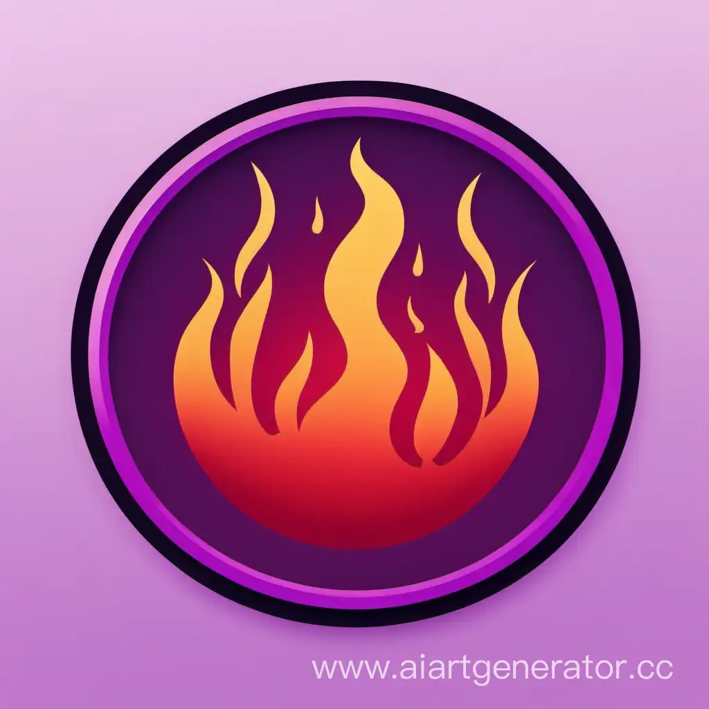 Curcle icon with purple and red fire with cinéma in the center