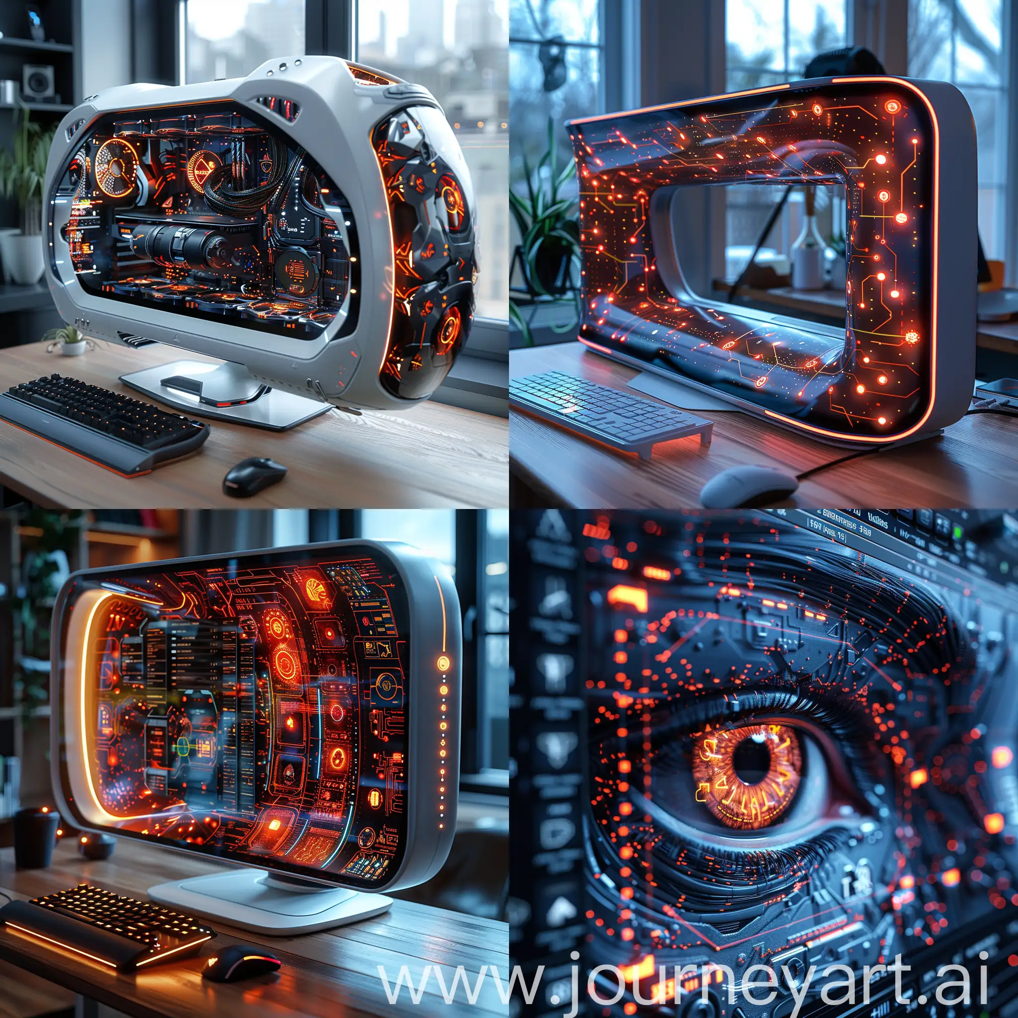 Neurofuturistic PC monitor, octane render --stylize 1000 --style raw