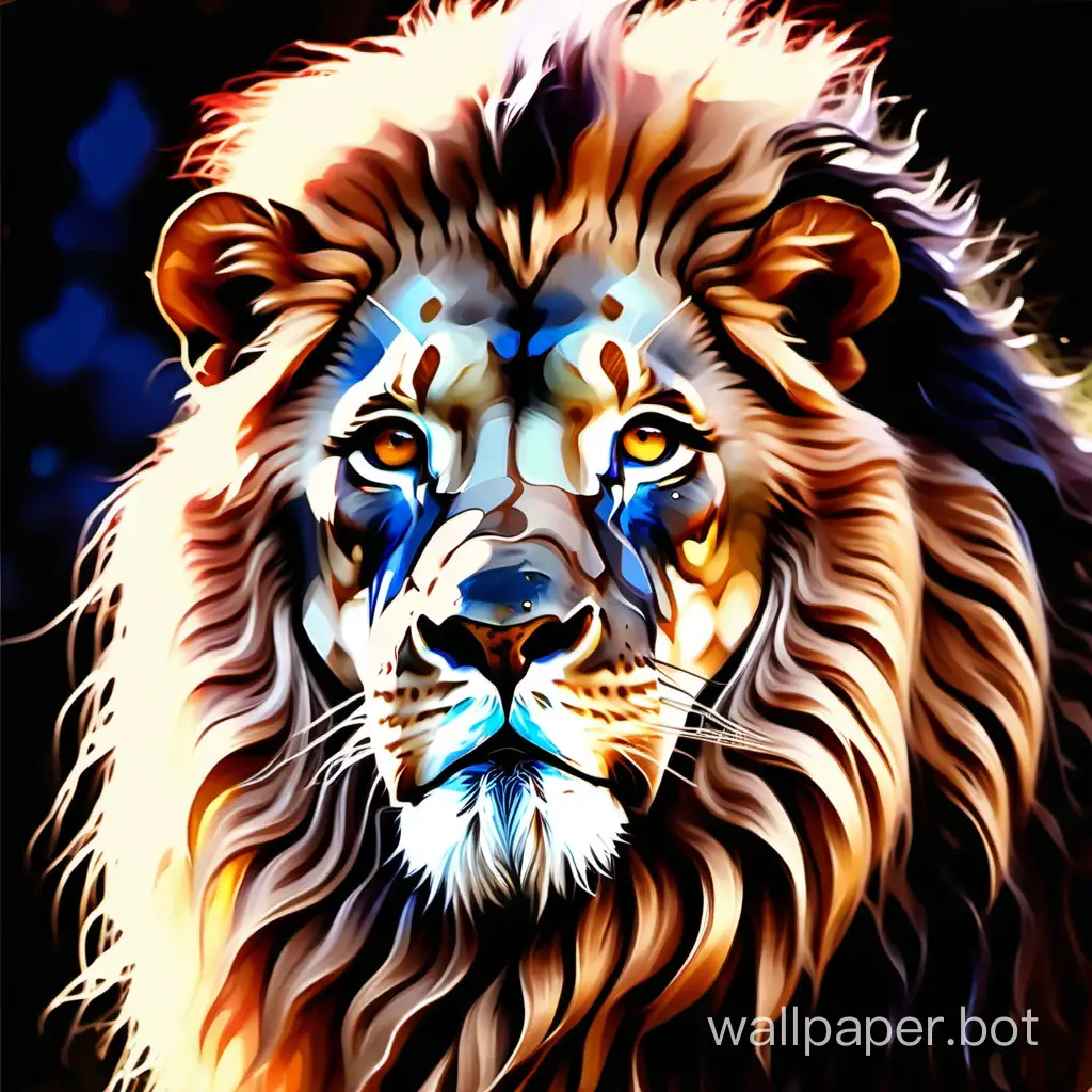 Oil painting style lion