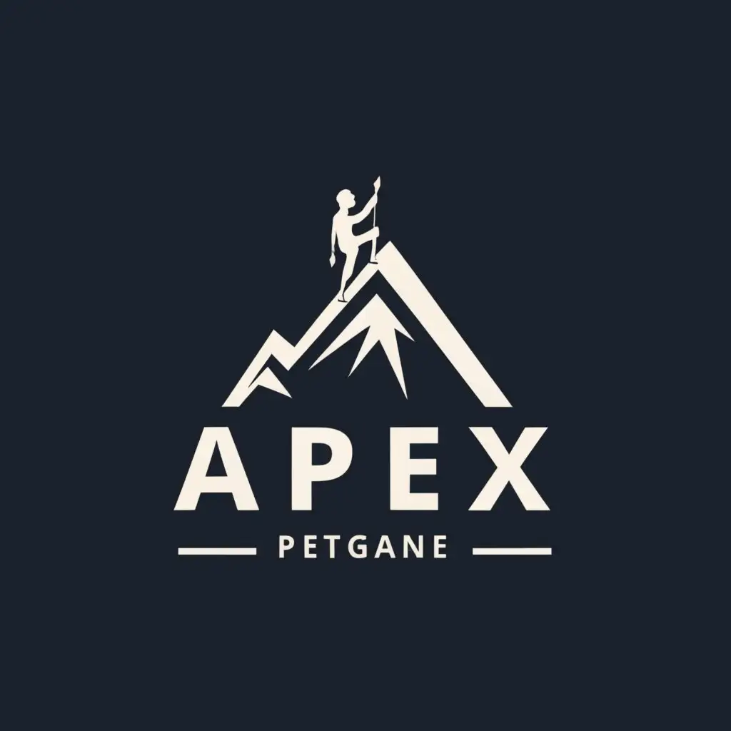 a logo design,with the text "Apex", main symbol:Mountain climber on top of a mountain,Minimalistic,be used in Sports Fitness industry,clear background