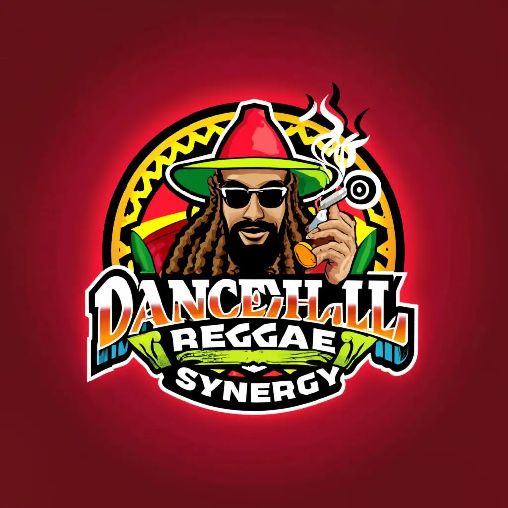 a logo design,with the text "Dancehall Reggae Synergy", main symbol:Rastaman,Moderate,be used in Entertainment industry,clear background