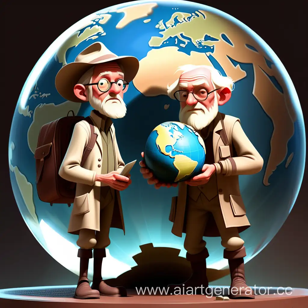 Exploration-of-the-Enchanted-Globe-Geodesist-Professor-and-Cartographer-Embark-on-a-Journey