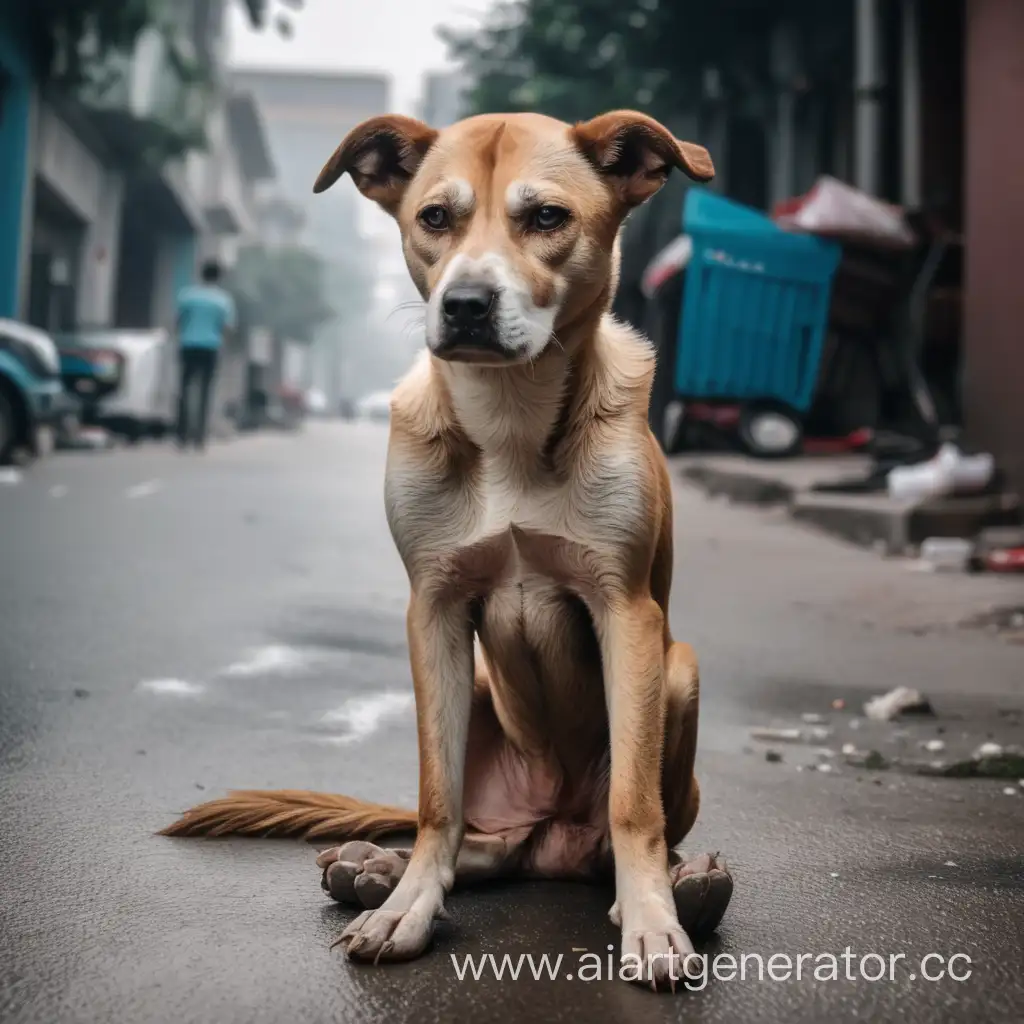 Lonely-Stray-Dog-in-Urban-Setting