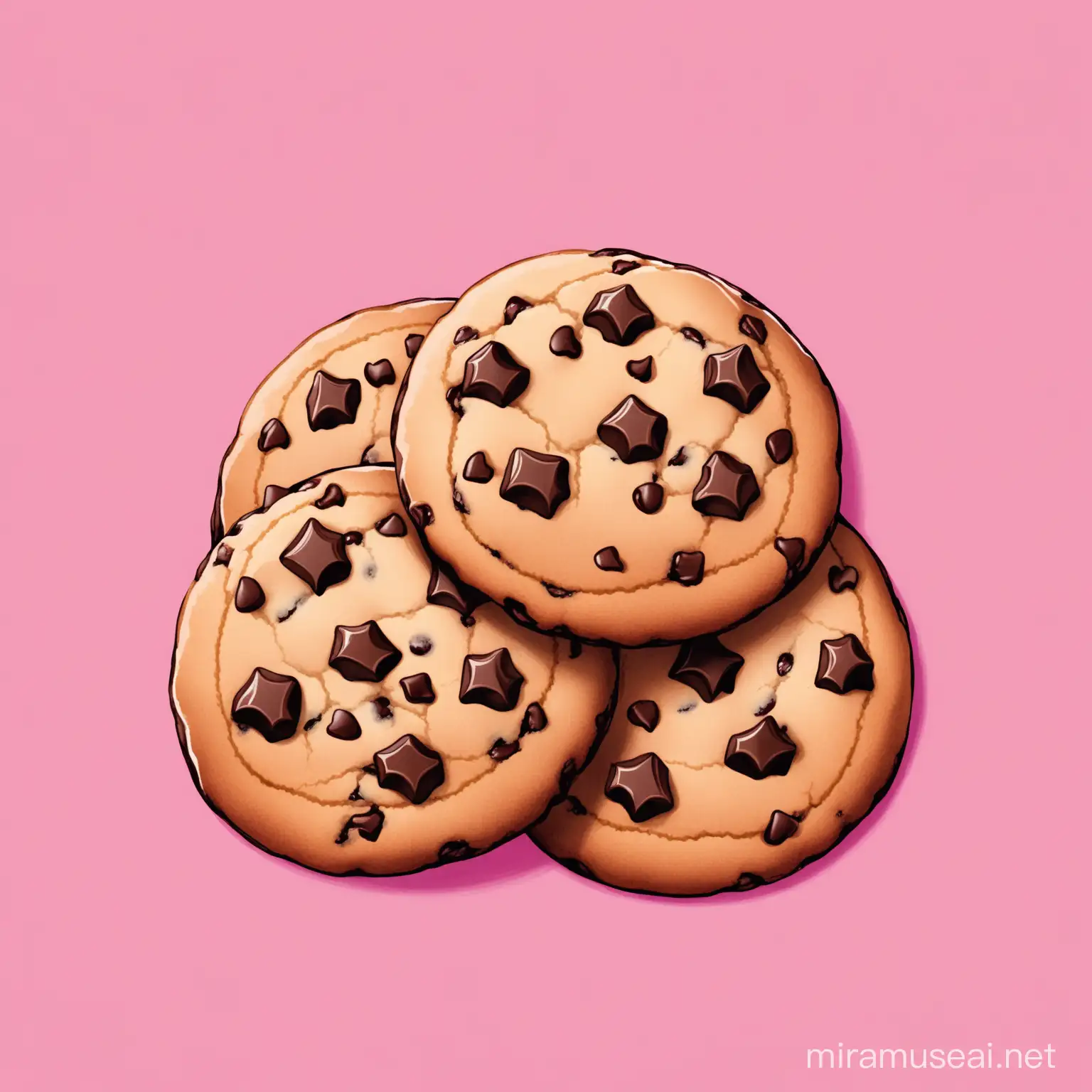 Chocolate Chip Cookies with Cookie Me Lettering on Pink Background