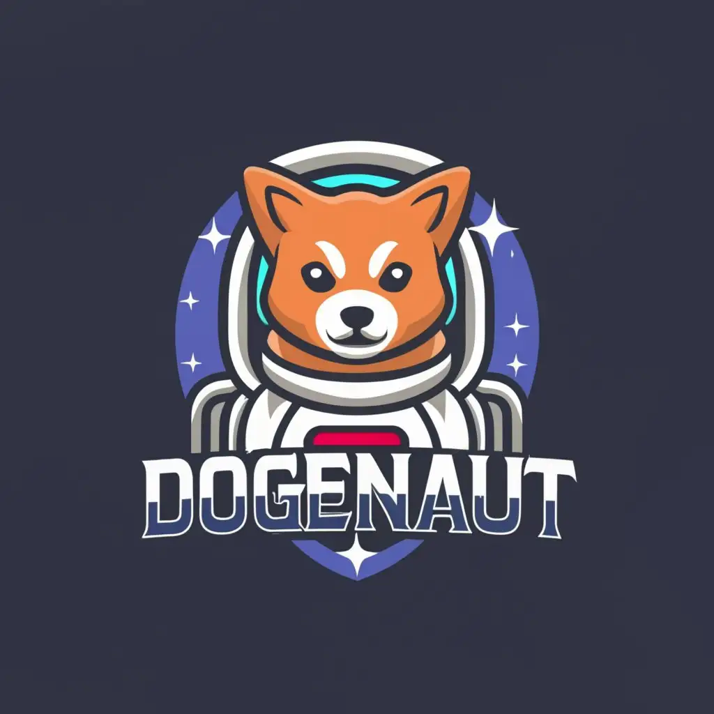 a logo design, with the text 'Dogenaut', main symbol: Shiba Inu in a astronaut suit and helmet, Moderate, clear background