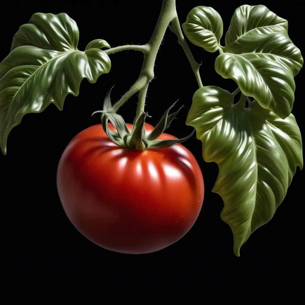 red tomato on the vine, art