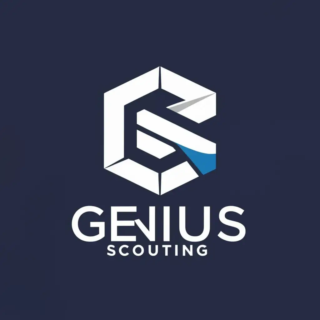 a logo design,with the text "Genius Scouting", main symbol:GS, blue and white colour scheme, football graphic

,Moderate,be used in Sports Fitness industry,clear background