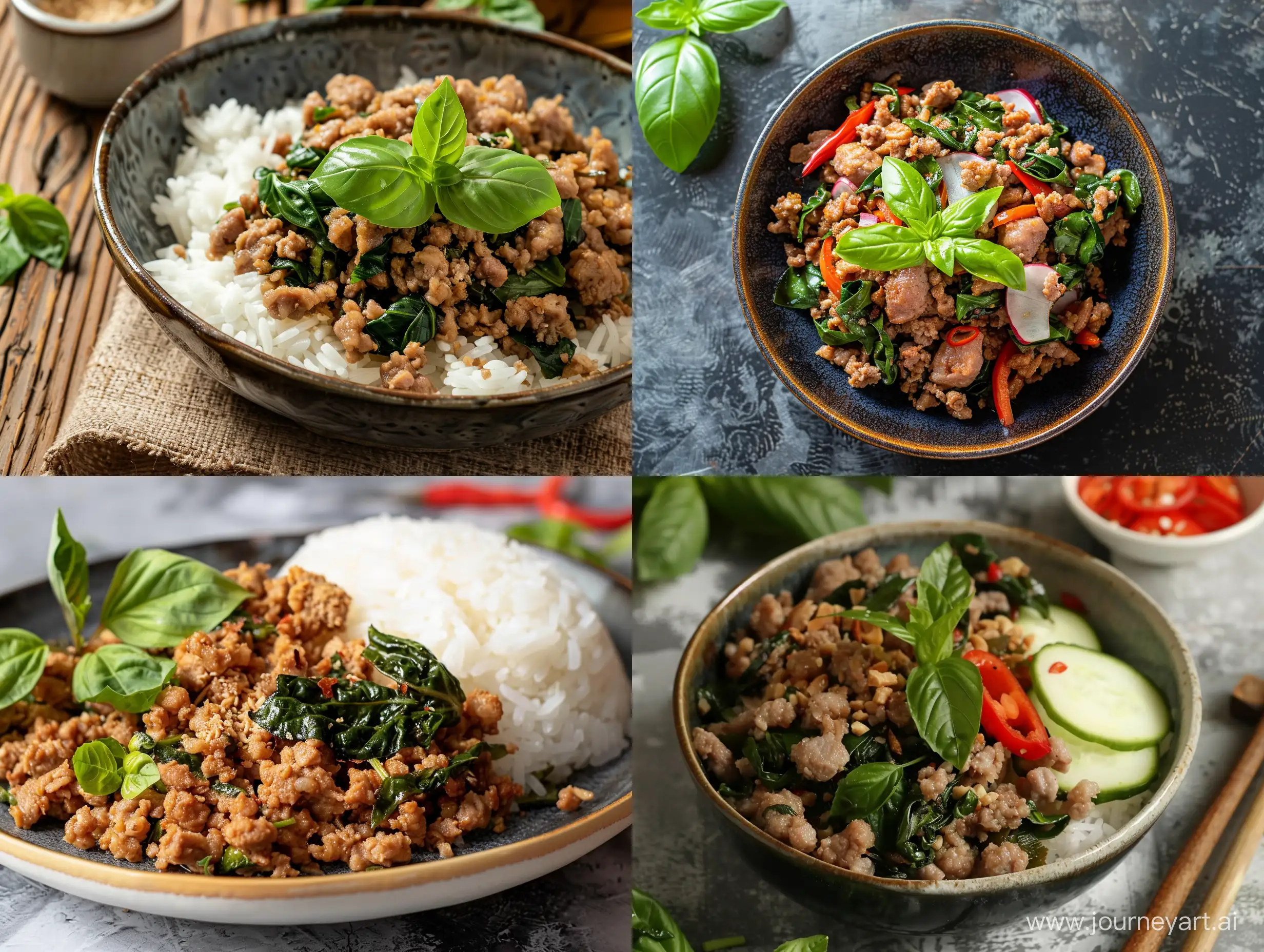 Thai holy basil fried mince pork dish for delivery appmenu