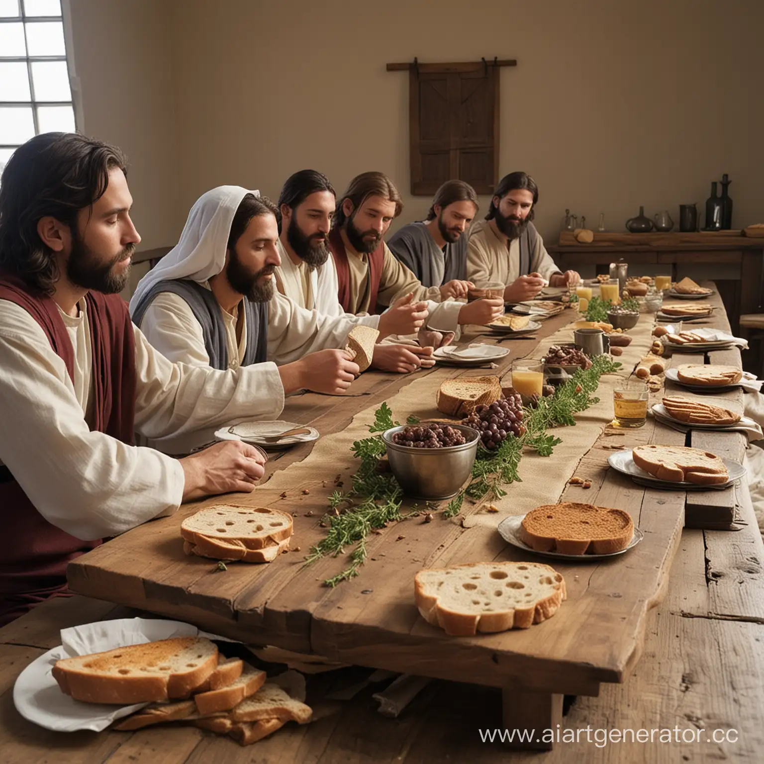 красивый Иисус вечеря Господня возлёг с учениками Иисус взяв хлеб благословил преломил дал ученикам не картинка обычный жизнь низкий стол
