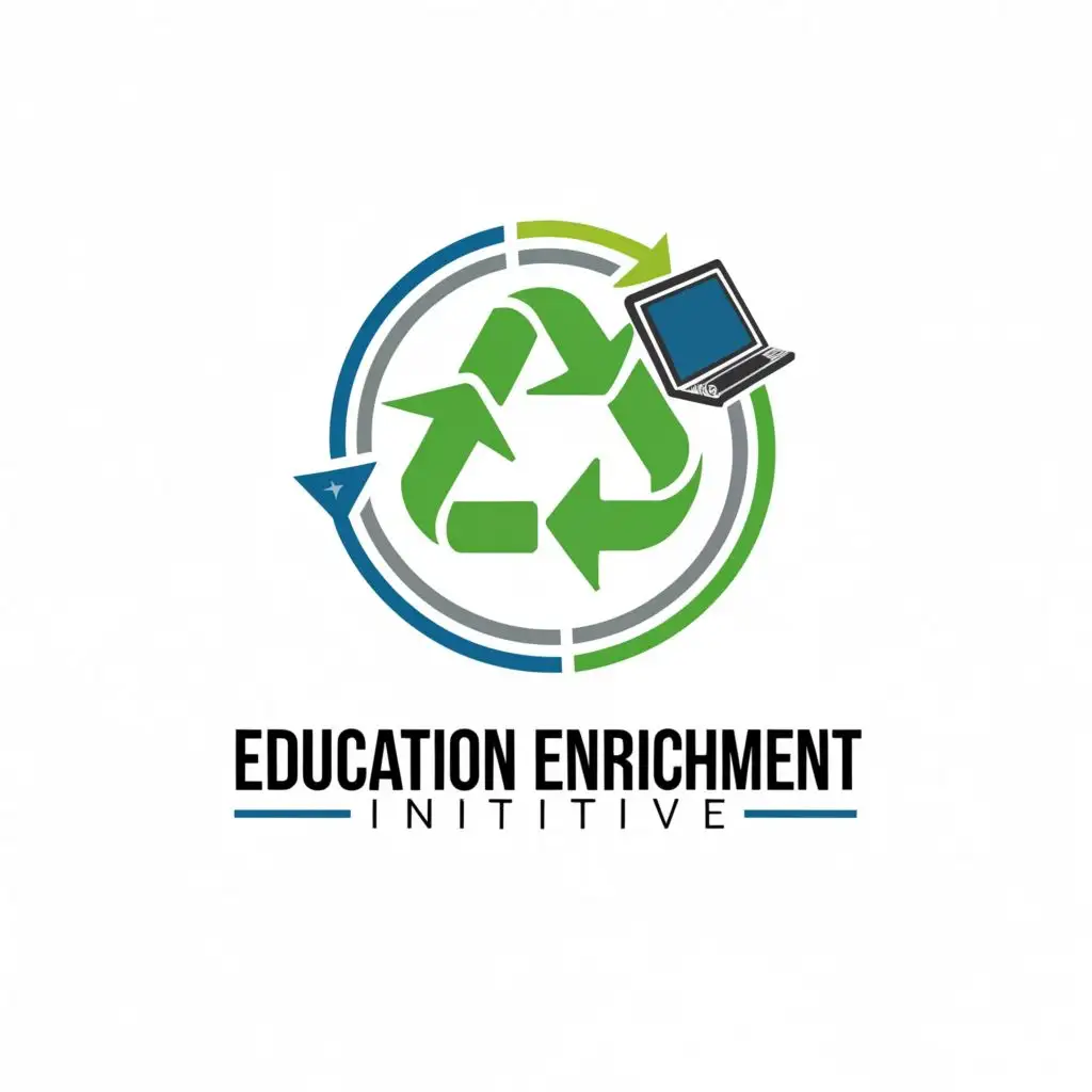 a logo design,with the text 'Education Enrichment Initiative', main symbol:Computer Recycle,Moderate,be used in Nonprofit industry,clear background