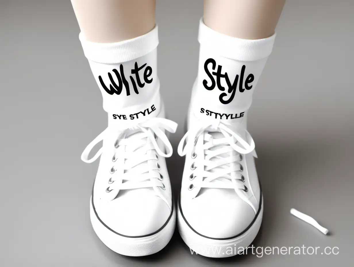 stockings sneakers lettering "WHITE STYLE"