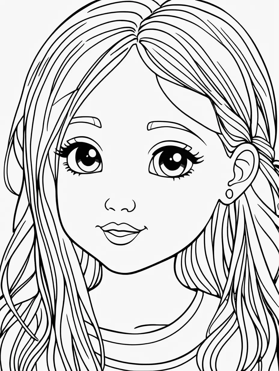 Cute Female Child Coloring Page for Kids