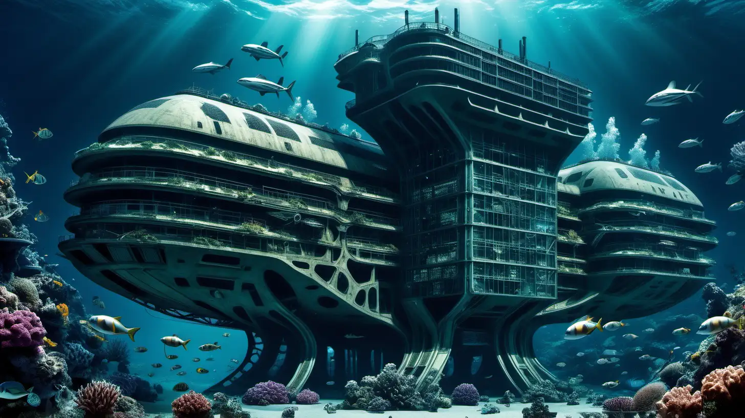 under sea futuristicmilitary base industrial complex