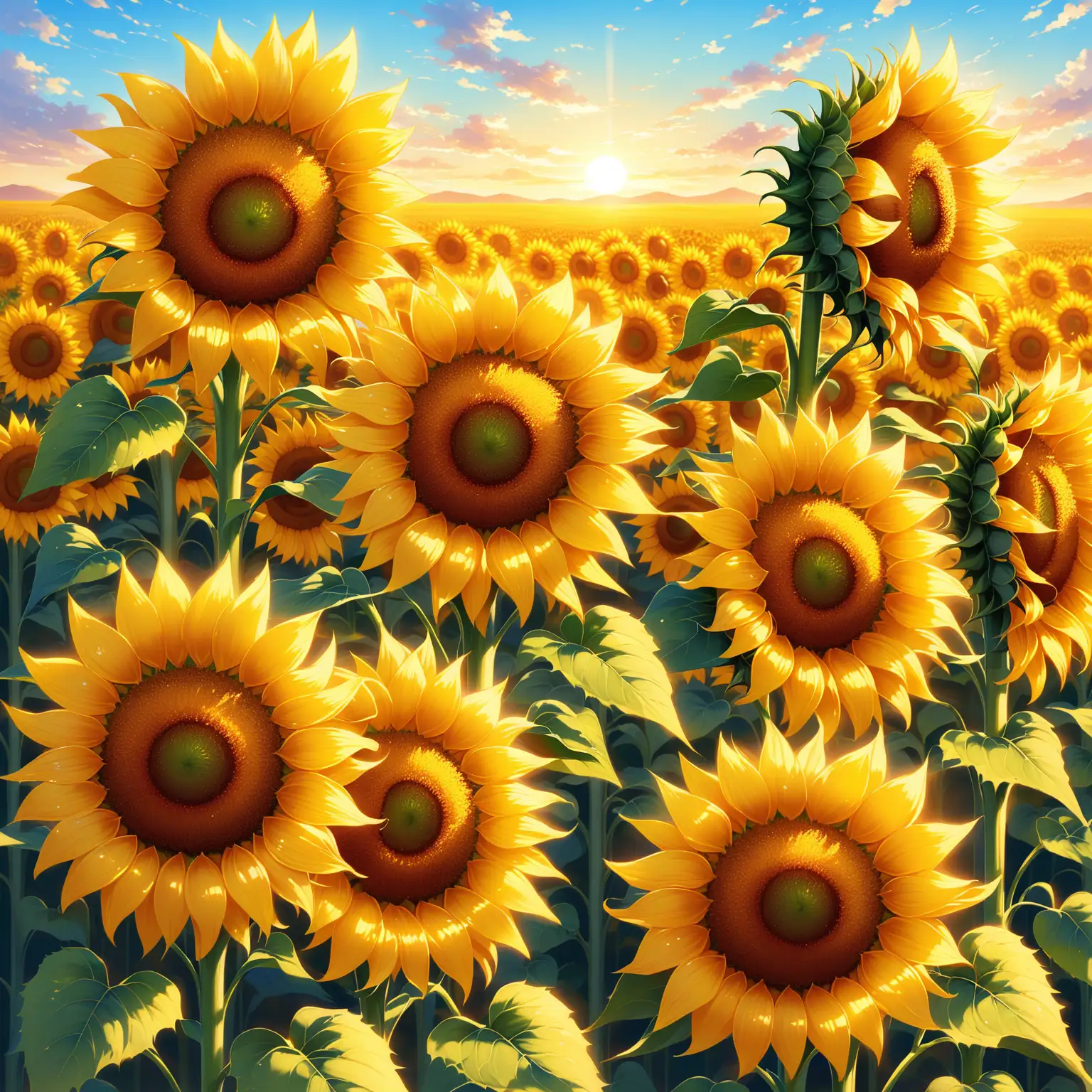 Vibrant Sunflowers Blooming in a Summer Field