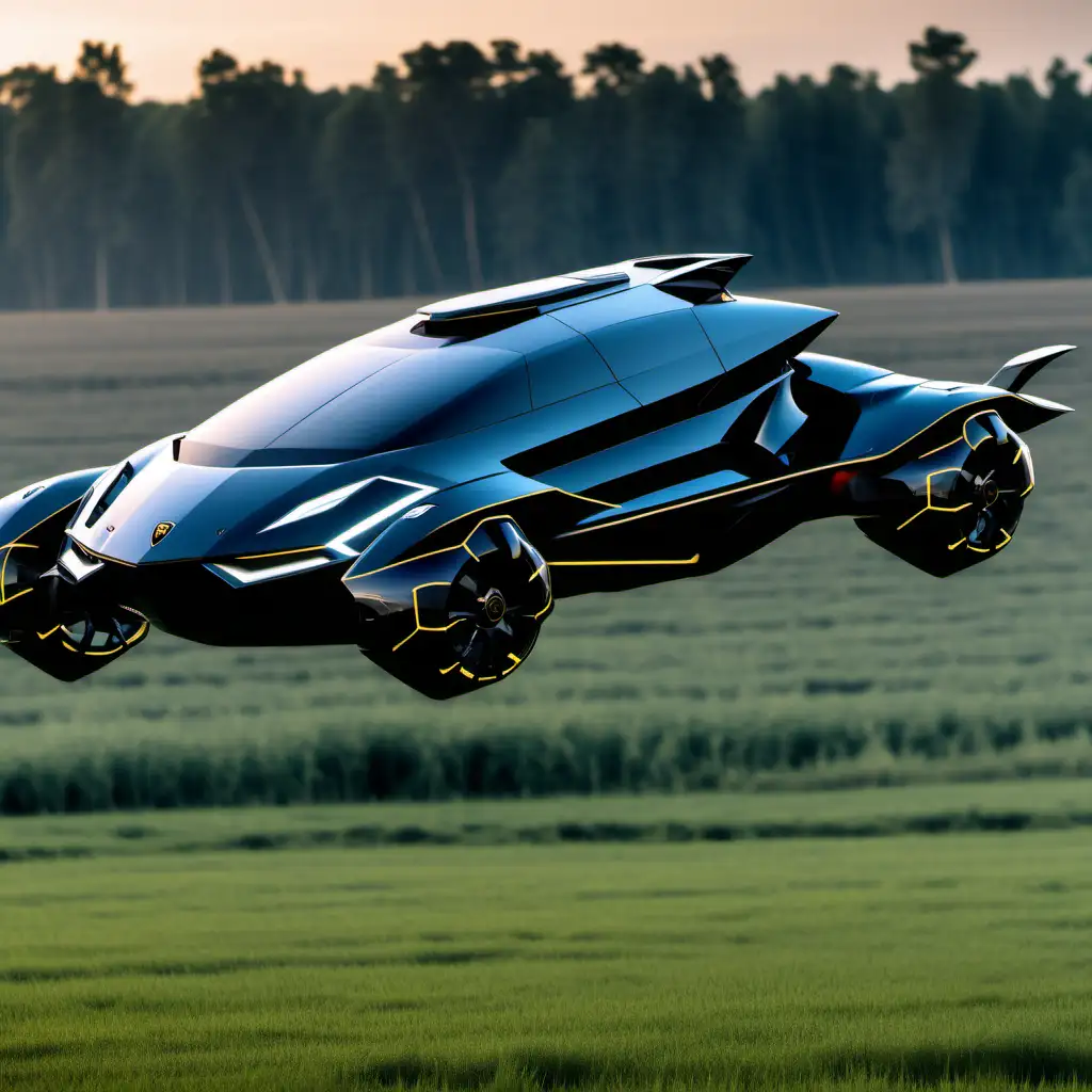 electric flying lamborghini style  hovercar IN MIDAIR