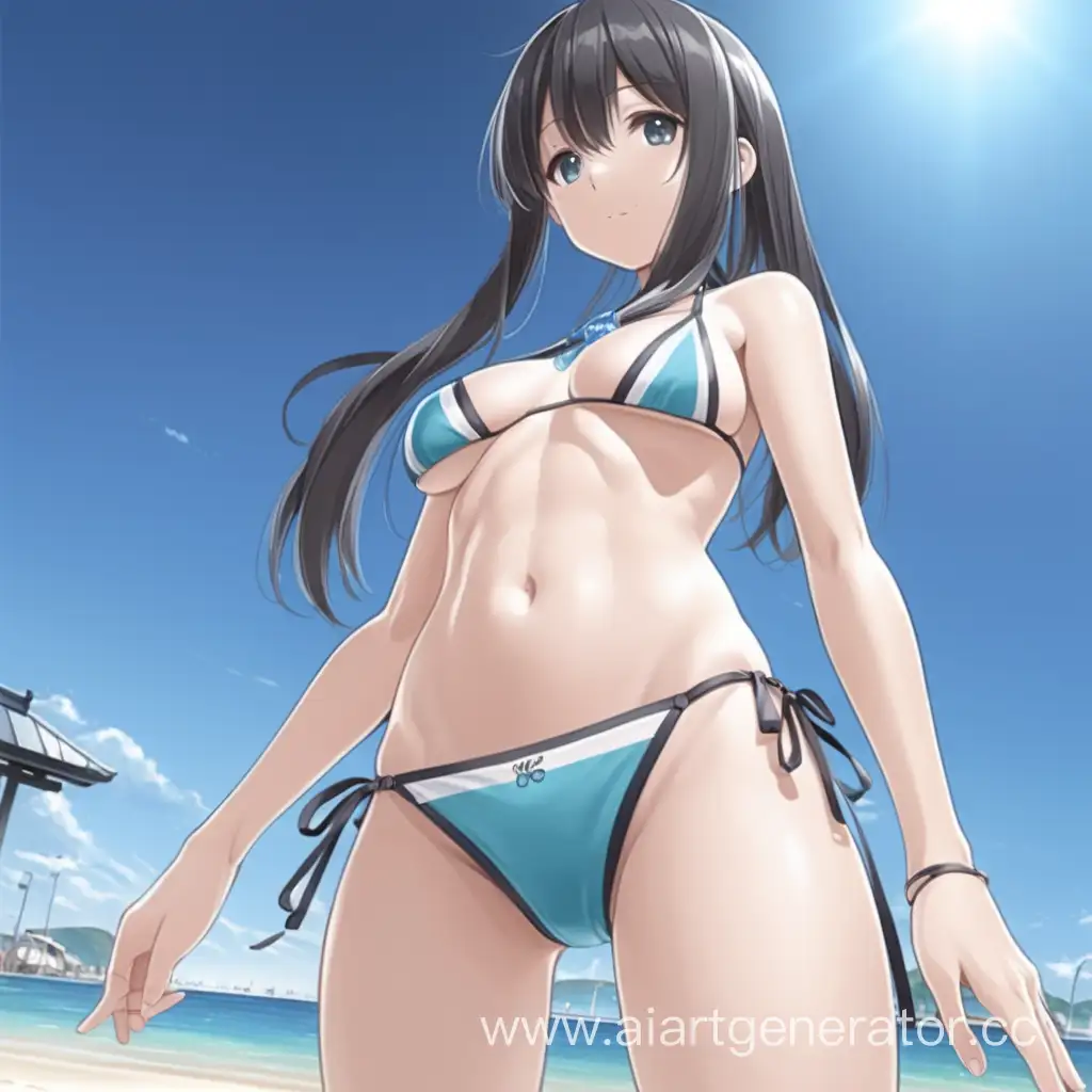 Anime girl in thong and bikini
