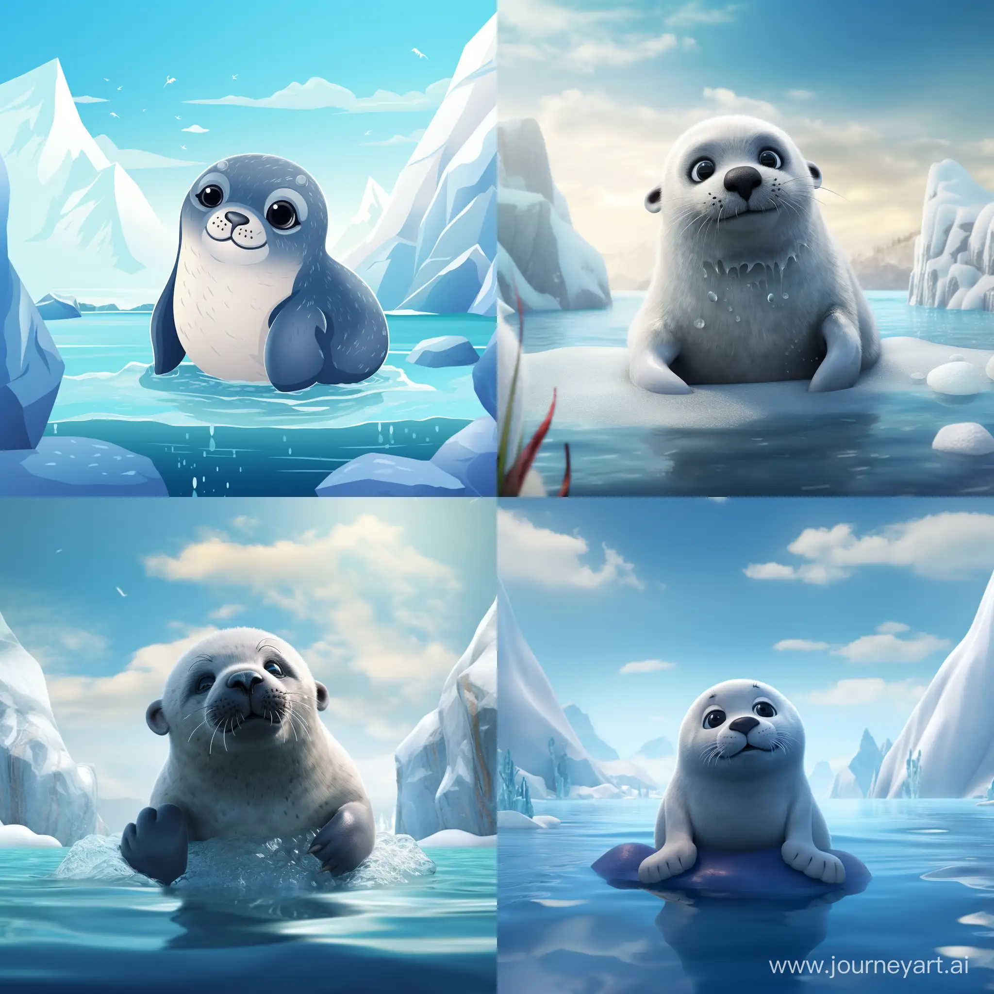 Adorable-Seal-Resting-on-a-Majestic-Iceberg-Arctic-Wildlife-Scene