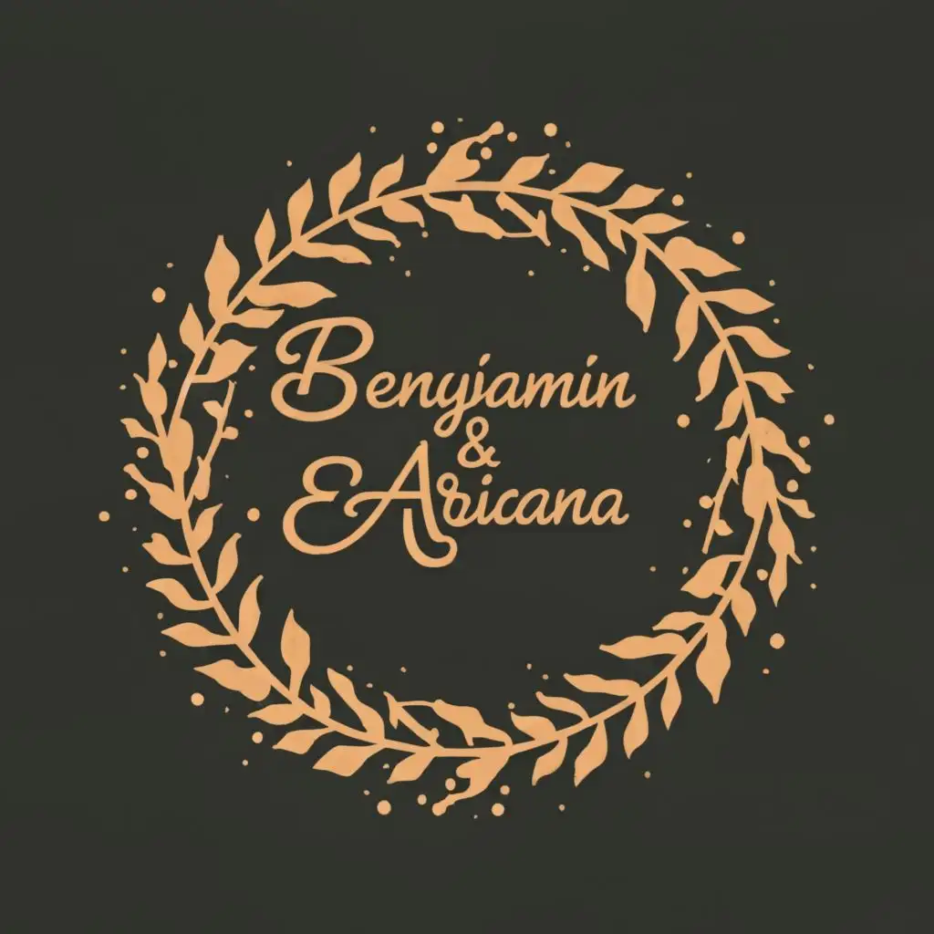 logo, WEDDING DECORATIONS, with the text "BENJAMIN AND ARIANA", typography, be used in Events industry