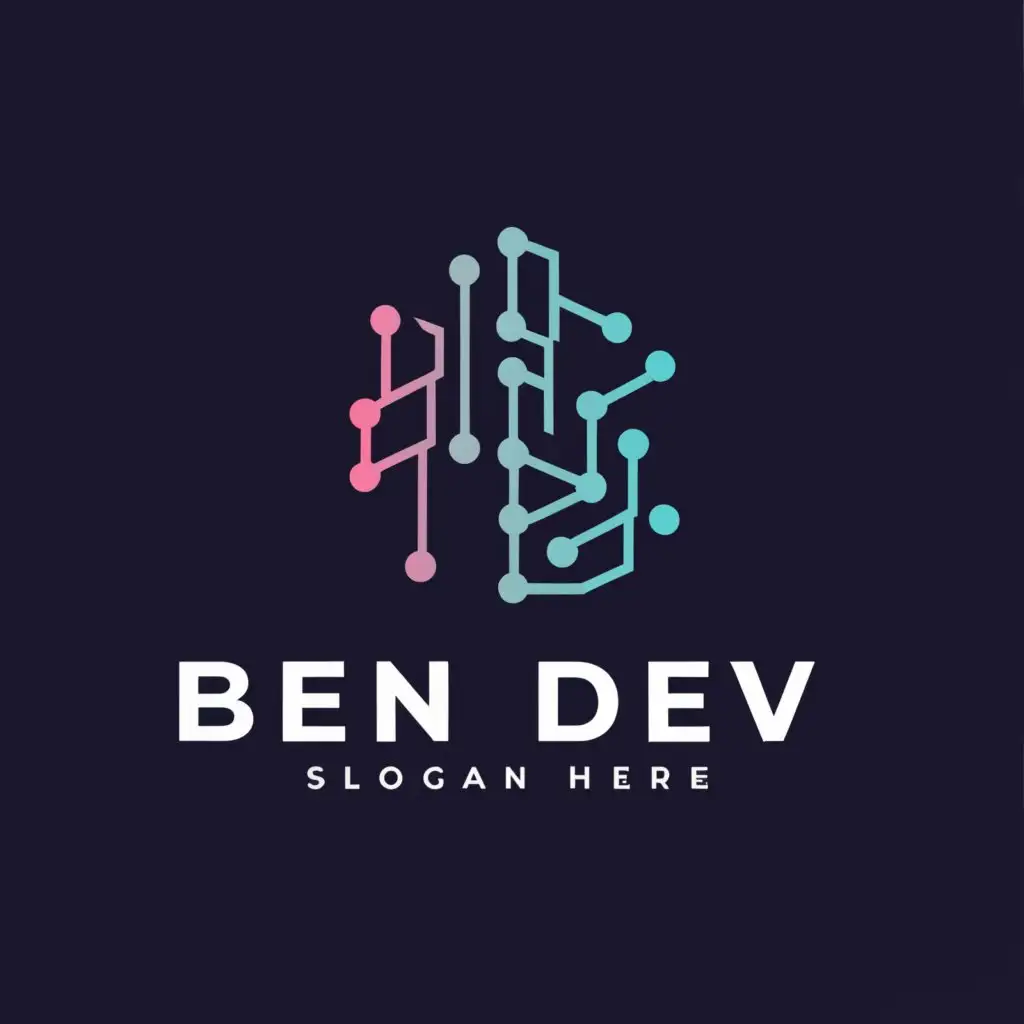 a logo design,with the text "Ben Dev", main symbol:Code symbol ,Moderate,be used in Technology industry,clear background