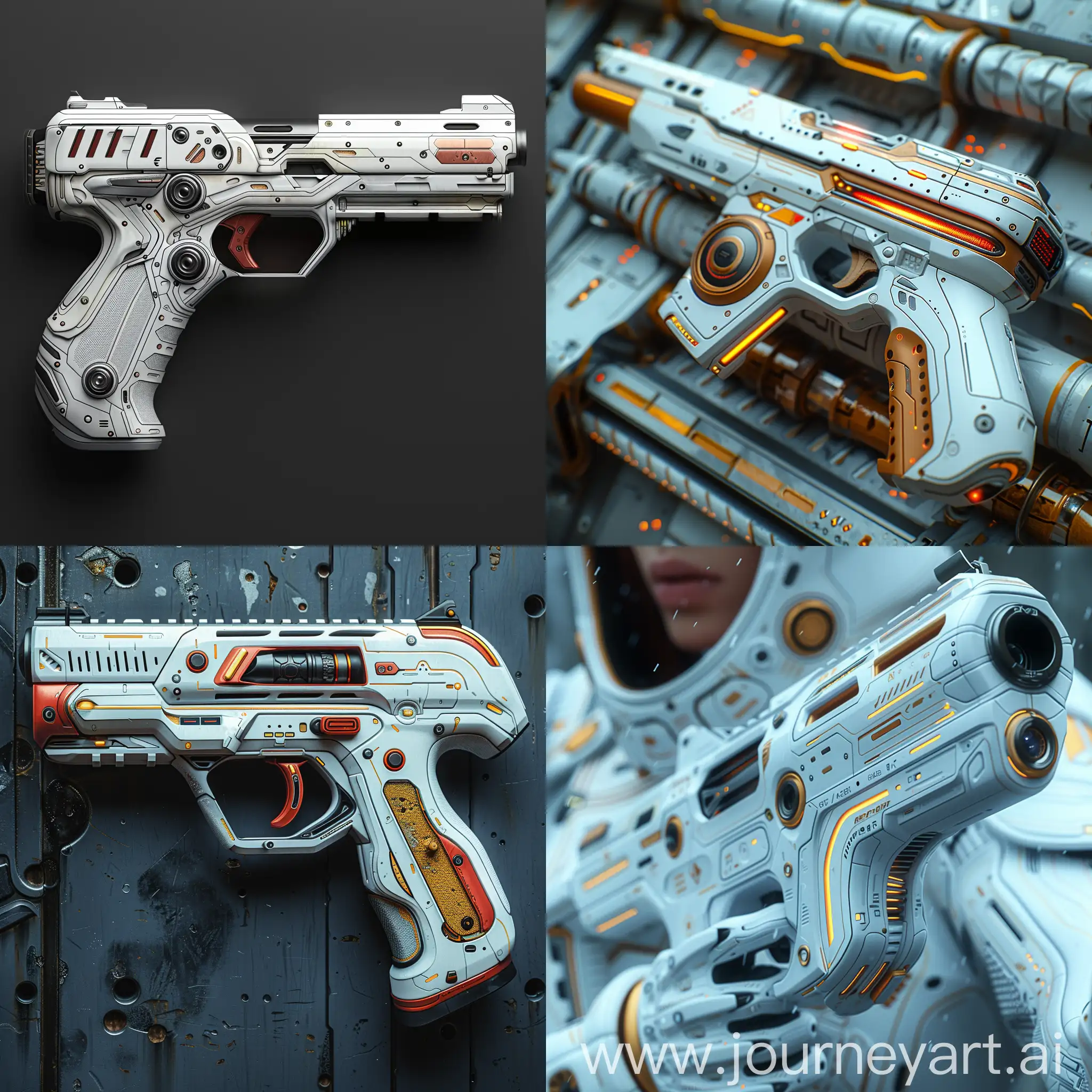 Futuristic pistol, 2077, Plasma Pistol, Smart Weapon, Compact and Lethal, Modular Design, Safety Features, octane render --stylize 1000