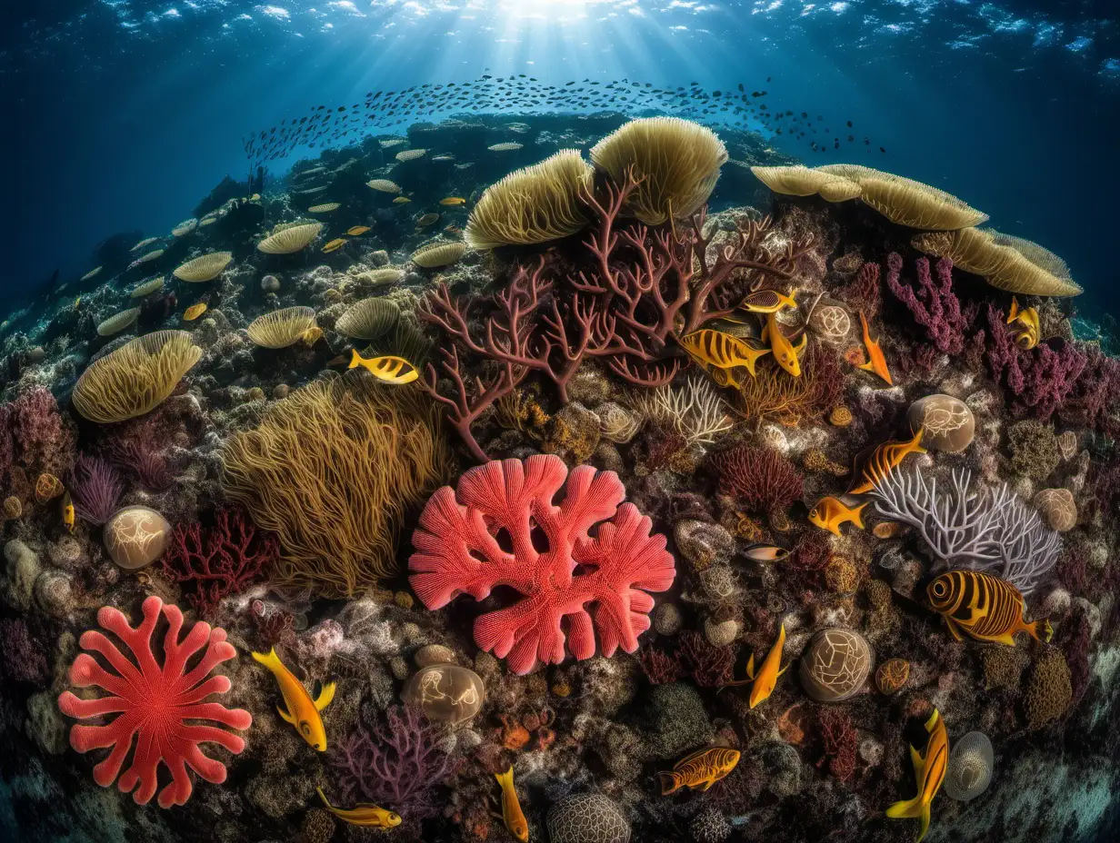 Vibrant-Coral-Reef-Scene-with-Diverse-Marine-Life