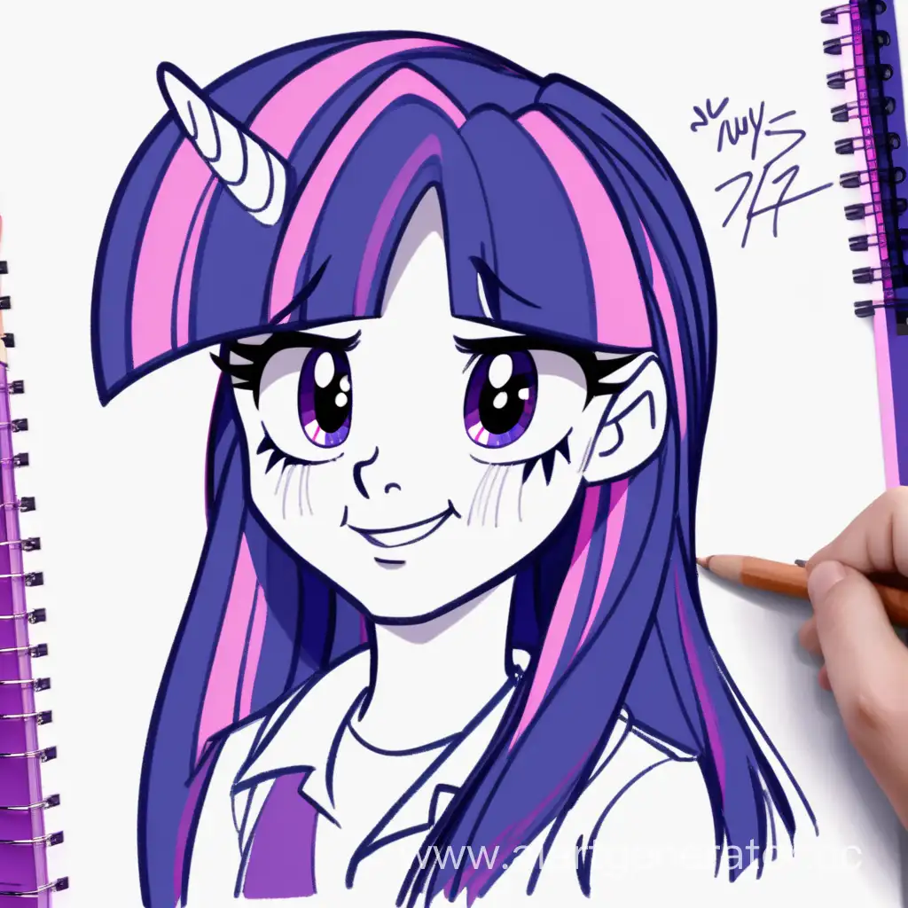 Twilight sparkle from My little pony in human form in the style of sketches