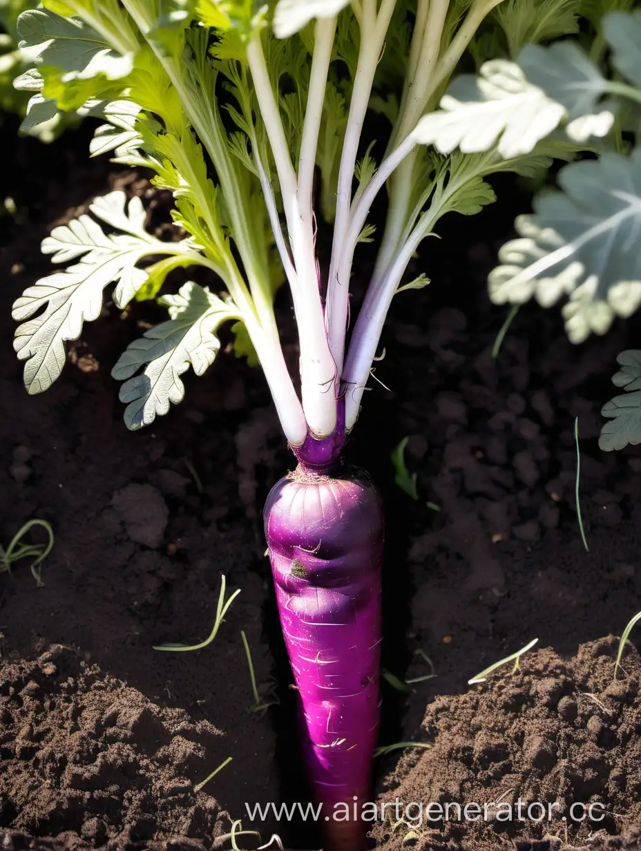 Vibrant-Purple-Carrot-Flourishing-in-a-Lush-Garden-Bed