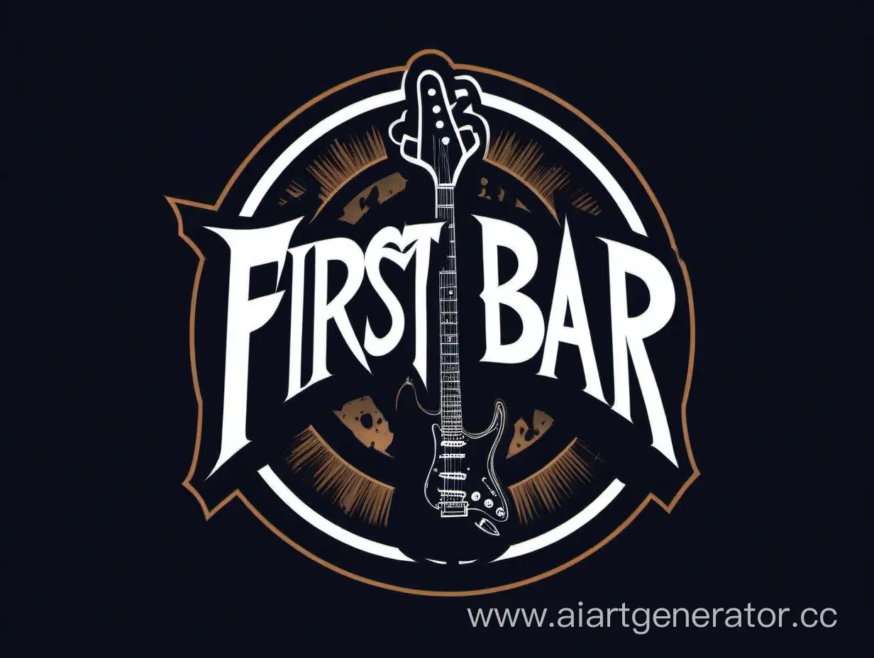 First-Bar-Rock-Band-Logo-Dynamic-Musical-Emblem-Featuring-Instruments-and-Stage-Lights