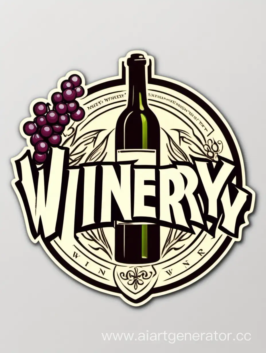winery , ?! logo, white background, sticker