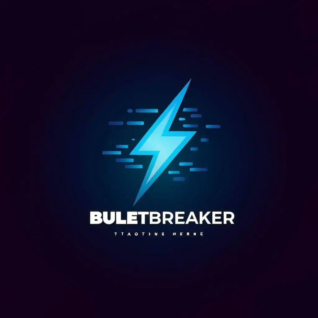 logo, Blue lightning, with the text BULLETBREAKER, in a big font ,typography, be used in Entertainment industry