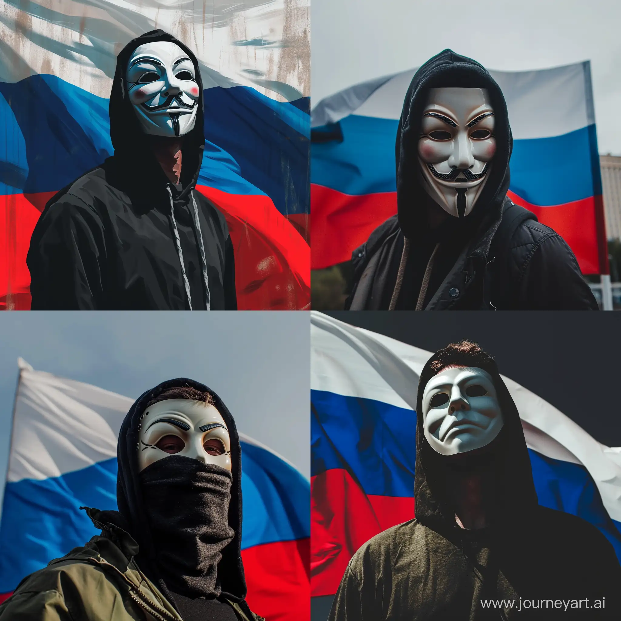 Anonymous-Masked-Man-on-Russian-Flag-Background