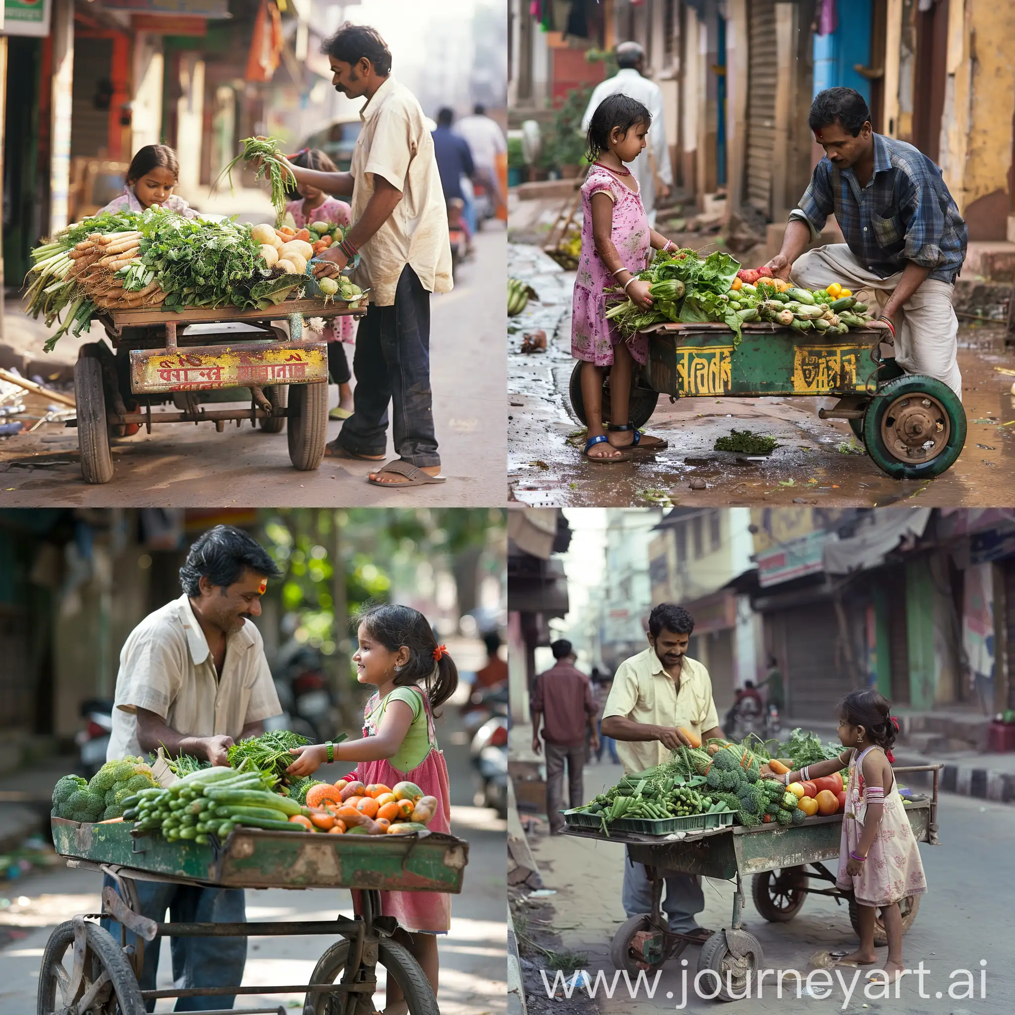 Indian-Girl-Child-Buying-Vegetables-from-a-Man-on-Vegetable-Cart