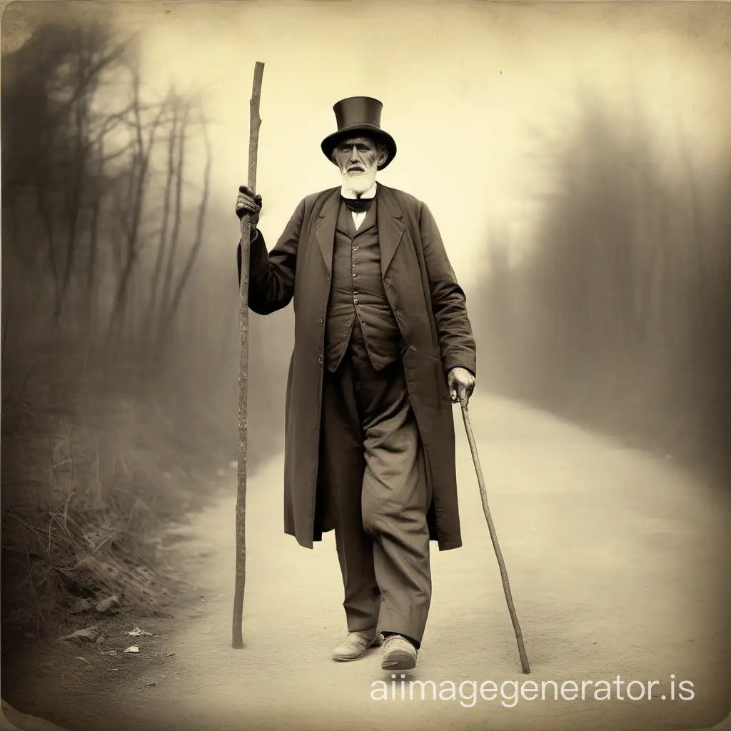 Impoverished-Strong-Man-Walking-with-a-Cane-in-19th-Century-Setting