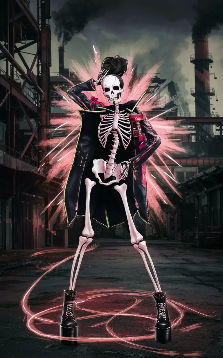 Explosive-Anime-Skeleton-Fashion-Diva-in-Industrial-Complex-Grunge-Finish