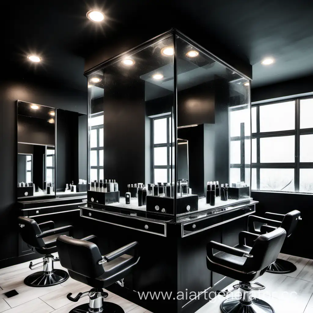 Modern-Mens-Hair-Salon-with-Glass-Tabletop